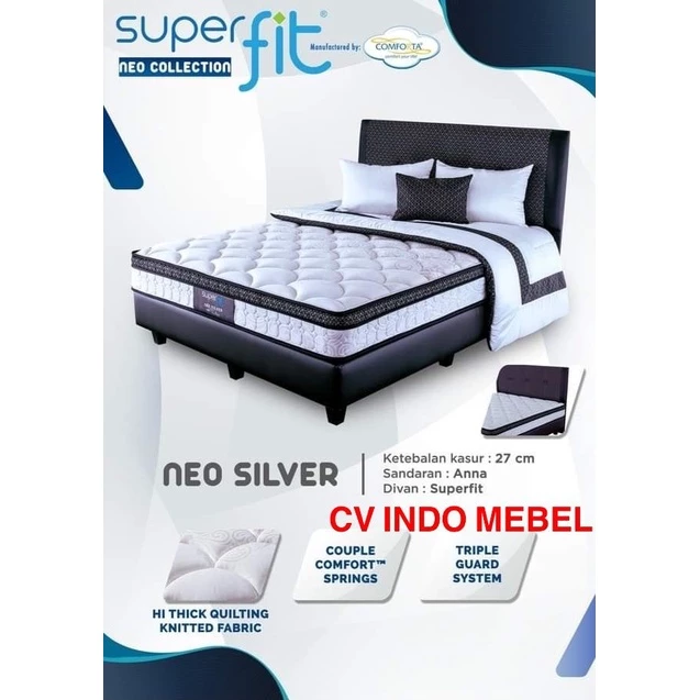 Spring Bed SET Comforta Neo Silver springbed comforta superfit matras silver model baru springbed bergaransi 10 tahun premium quality empuk harga Promo Murah Ready Makassar central american procella airland elite serenity