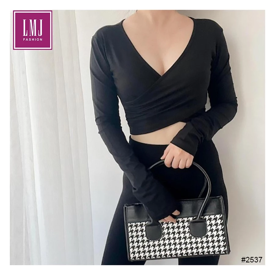 (S-XL) (COD) LMJ Fashion T-shirt Sling Crop Top Long #2537