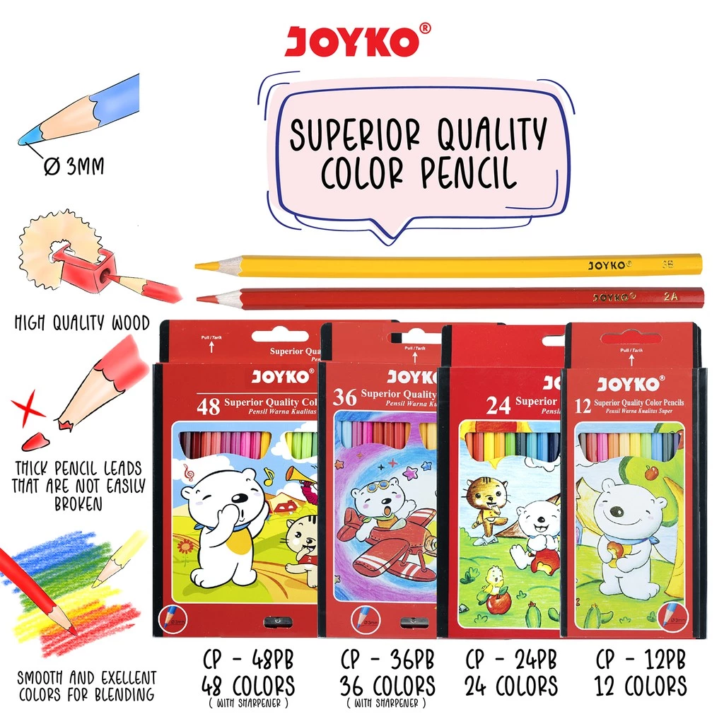 Joyko Pensil Warna Superior Quality Color Pencils Hexagonal Grip PB