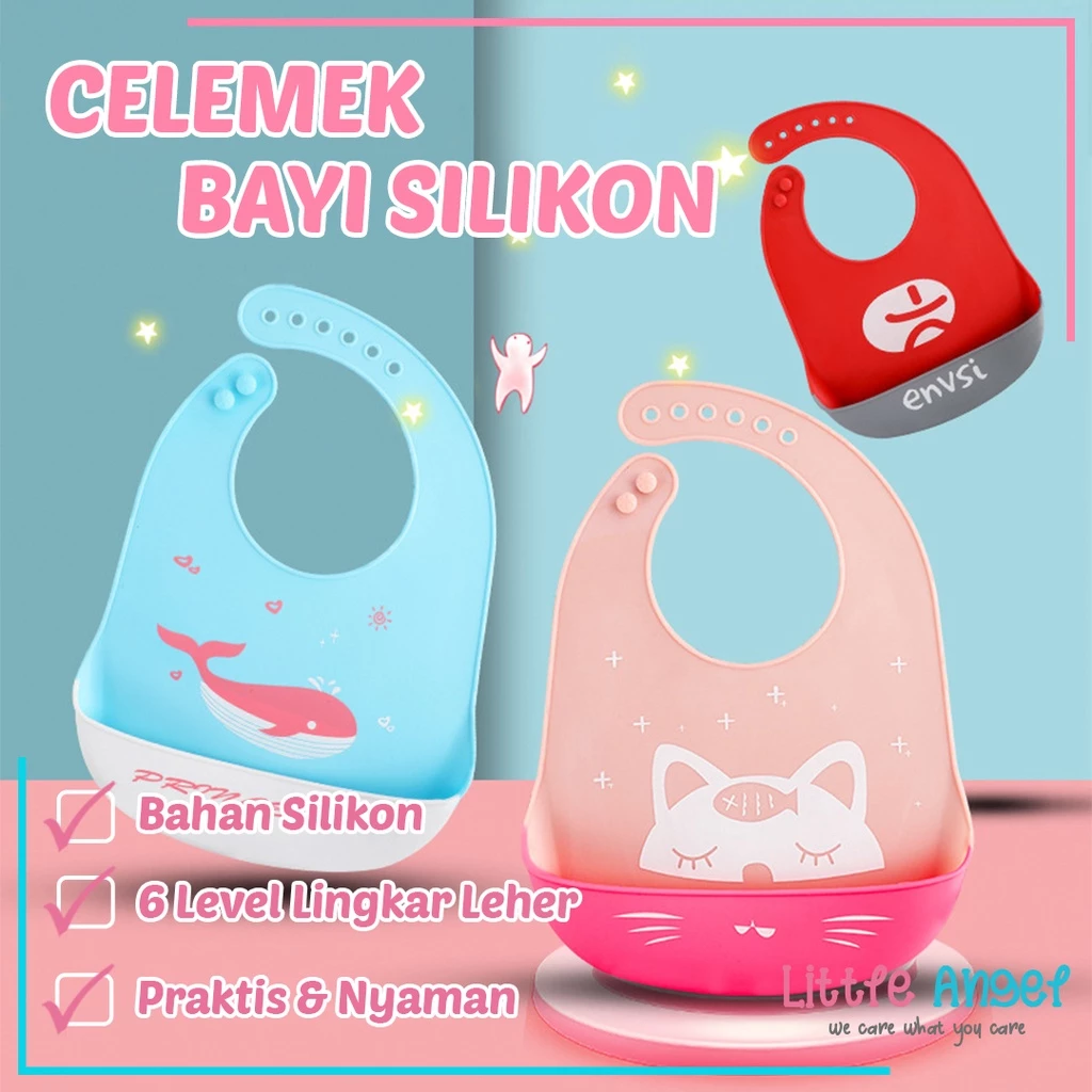 BABY BIB Celemek Makan Bayi Slaber Silikon Anak Bibs Karet Baby Burb Apron Silicon Anti Air