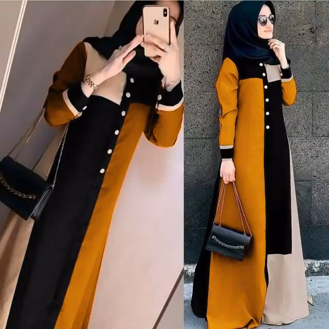 Gamis Remaja Muslim  terbaru 2025  Marwah Javina Maxi Model Terbaru M / L / XL / XXL/  tangan panjan