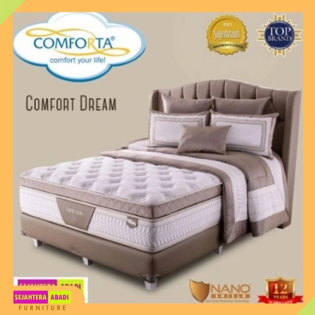 Comforta Springbed Comfort Dream pocket latex plush top Matras / Set Free Bantal Guling matras protector