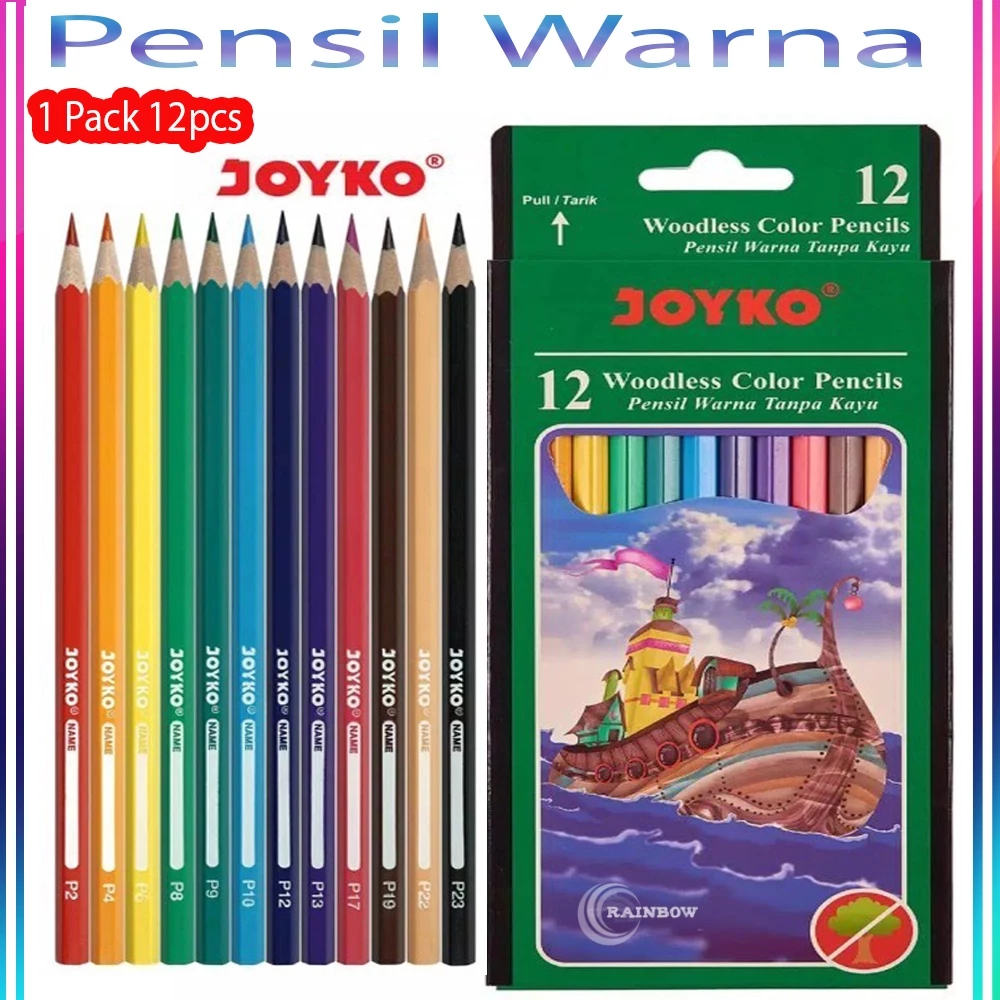 Pensil Warna Joyko PANJANG (1 Set 12 pcs) / JOYKO CP 103 Peralatan Sekolah Pencil Warna  CP-103