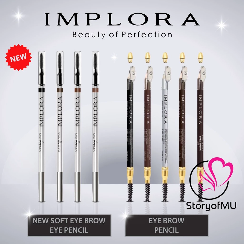 [BPOM] IMPLORA Eyebrow Pencil Long Lasting 2.5g | Soft Brow | Eye Pensil Alis Serut Rautan