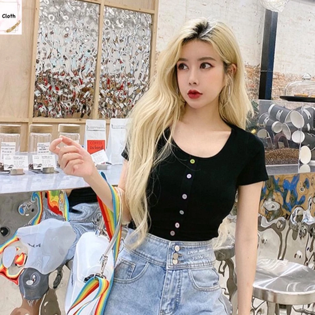 (COD) LMJ Fashion - Lisa T-Shirt Crop Tee Kaos Wanita 1141
