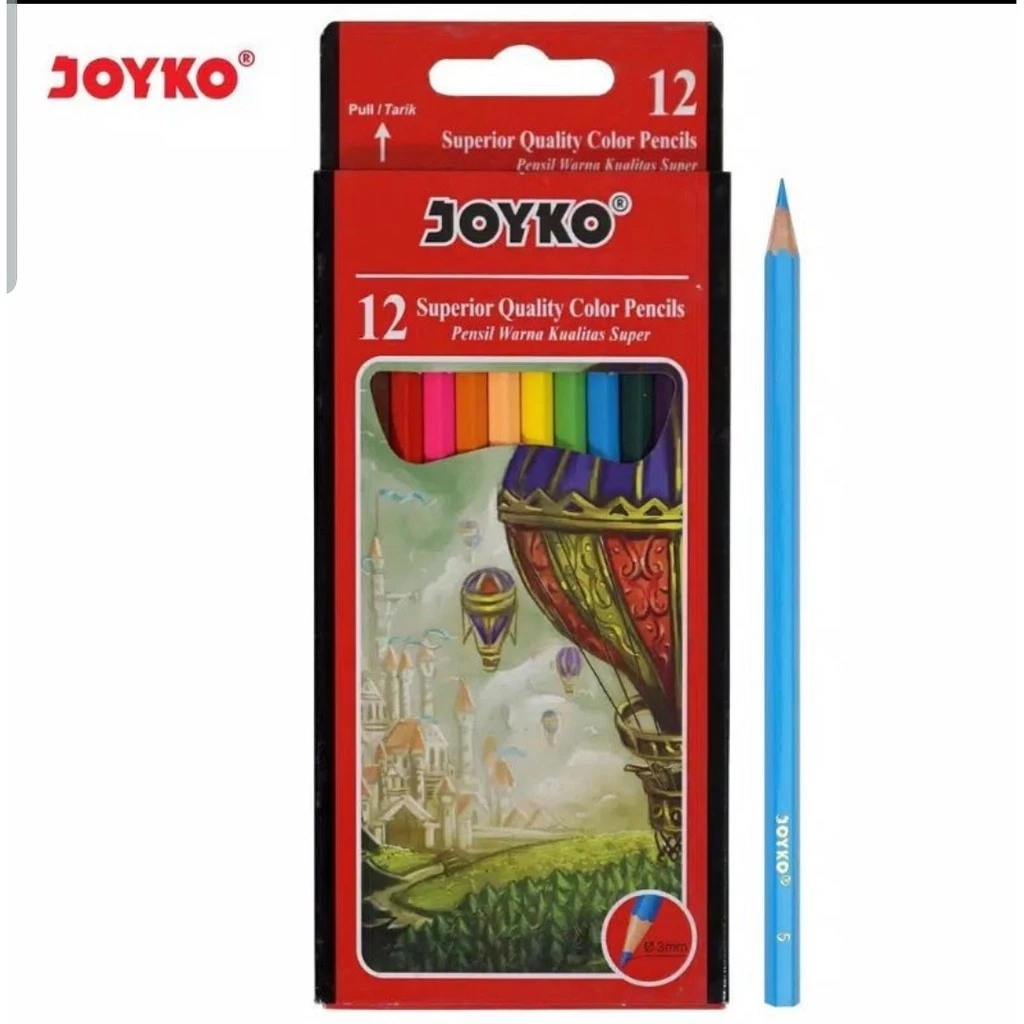 Pensil Warna Joyko 12 Warna Panjang Cerah