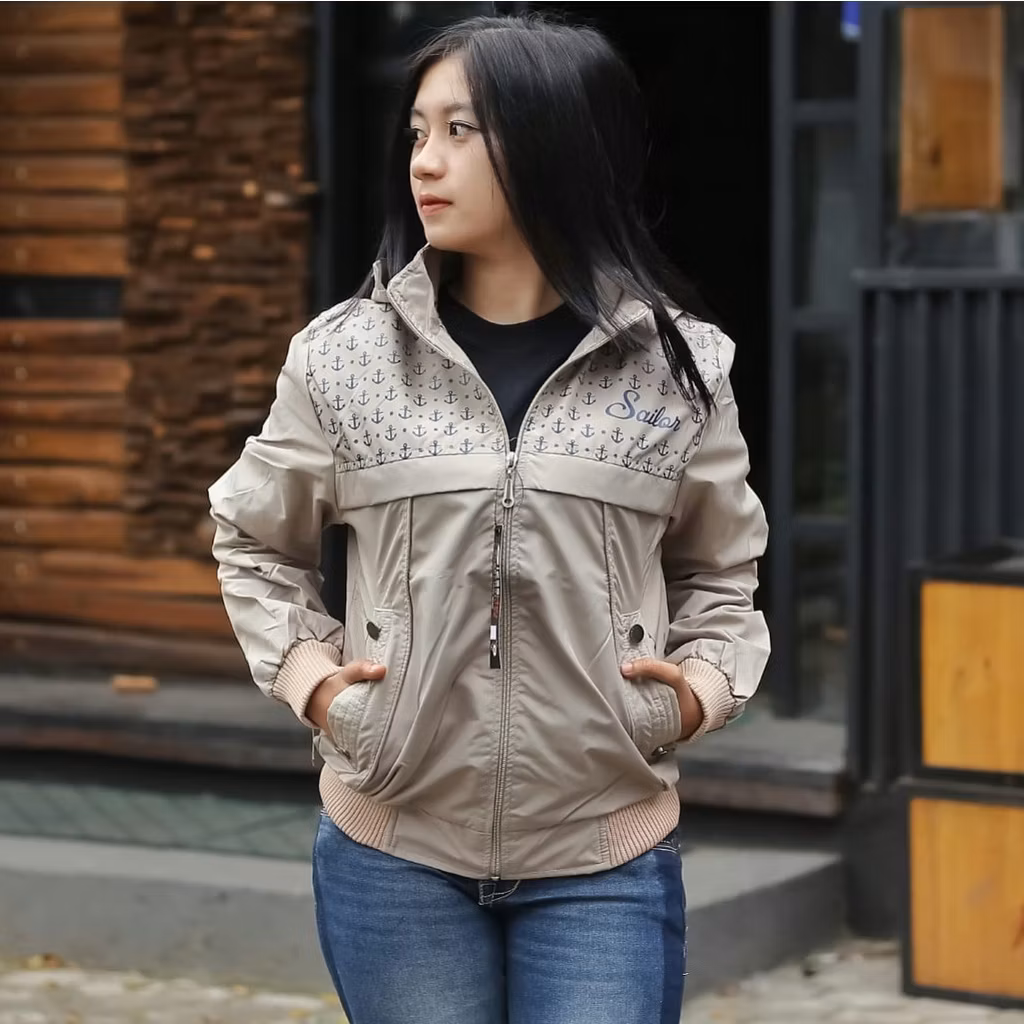 Jaket Sailor Wanita Zipper / Jaket Parasut Ritsleting Wanita Terbaru model Sailor Jepang / Jaket Par