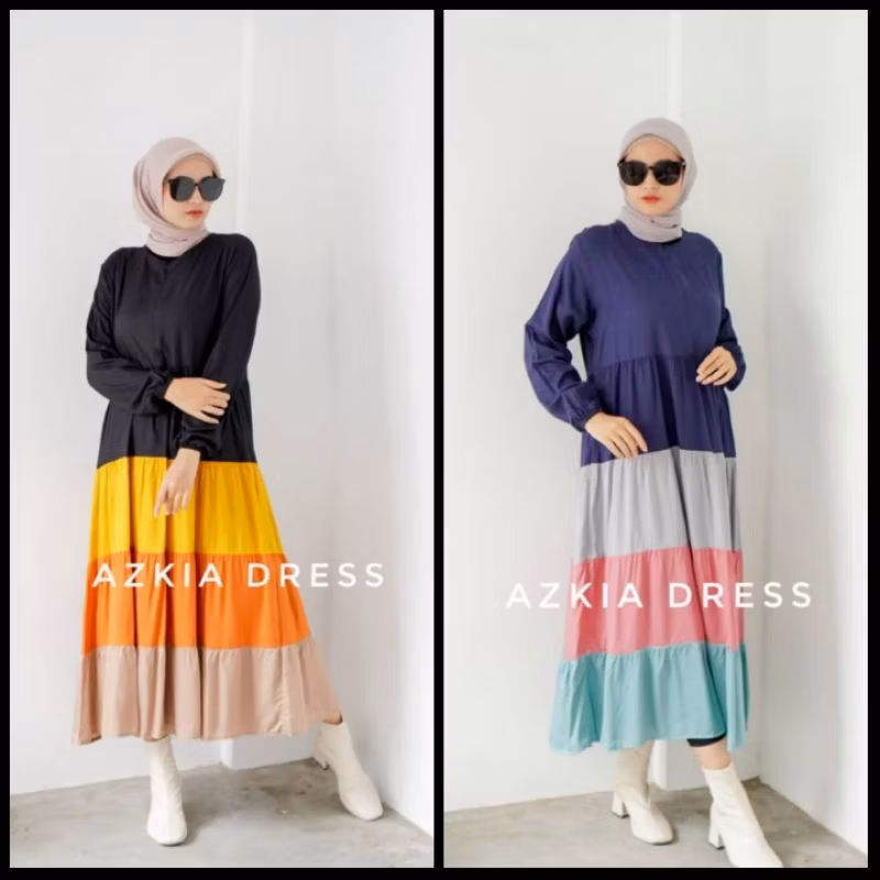 AZKIA DRESS by YAYUKU/AZKIA MIDI DRESS/RAYON PREMIUN KAHATEK