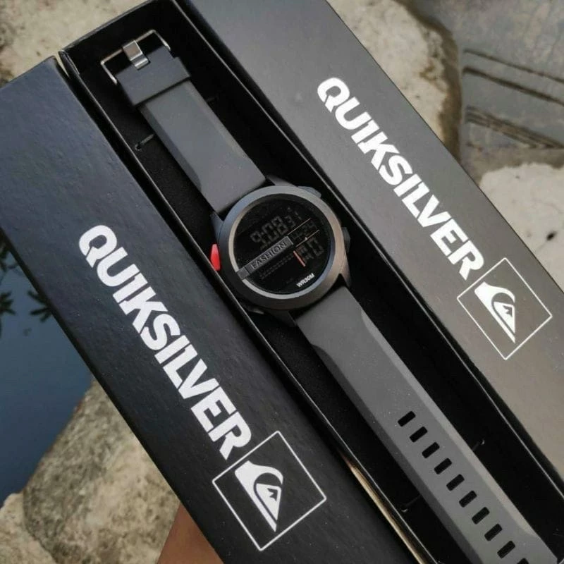 Jam Tangan Pria Quiksilver Drone Digital Tahan Air Strap Rubber WaterResist