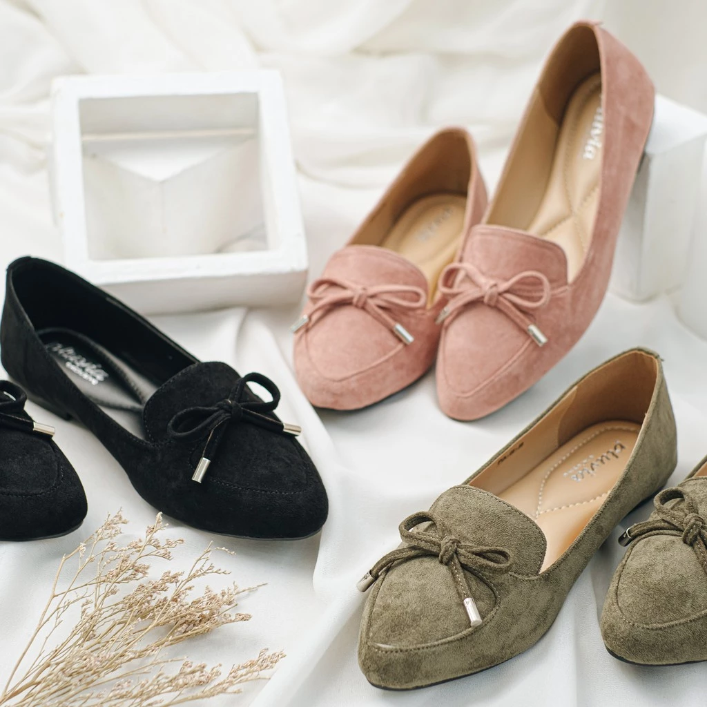 Pluvia NIKITA Sepatu Flat Shoes Wanita Flatshoes Balet Suede