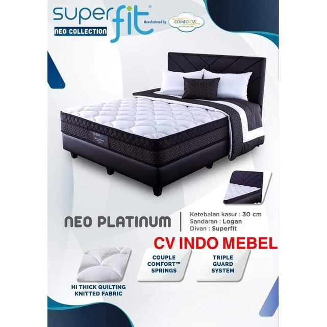 Spring Bed SET Comforta Neo Platinum springbed set superfit kasur comforta platinum matras superfit terbaru new arrival tinggi 30 cm garansi 10 tahun premium quality Promo Murah Ready Makassar