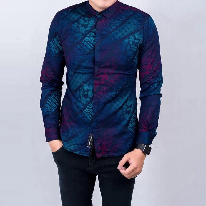 DGM Fashion Kemeja Batik Pria Lengan Panjang Batik pria lengan panjang batik pria 002 D