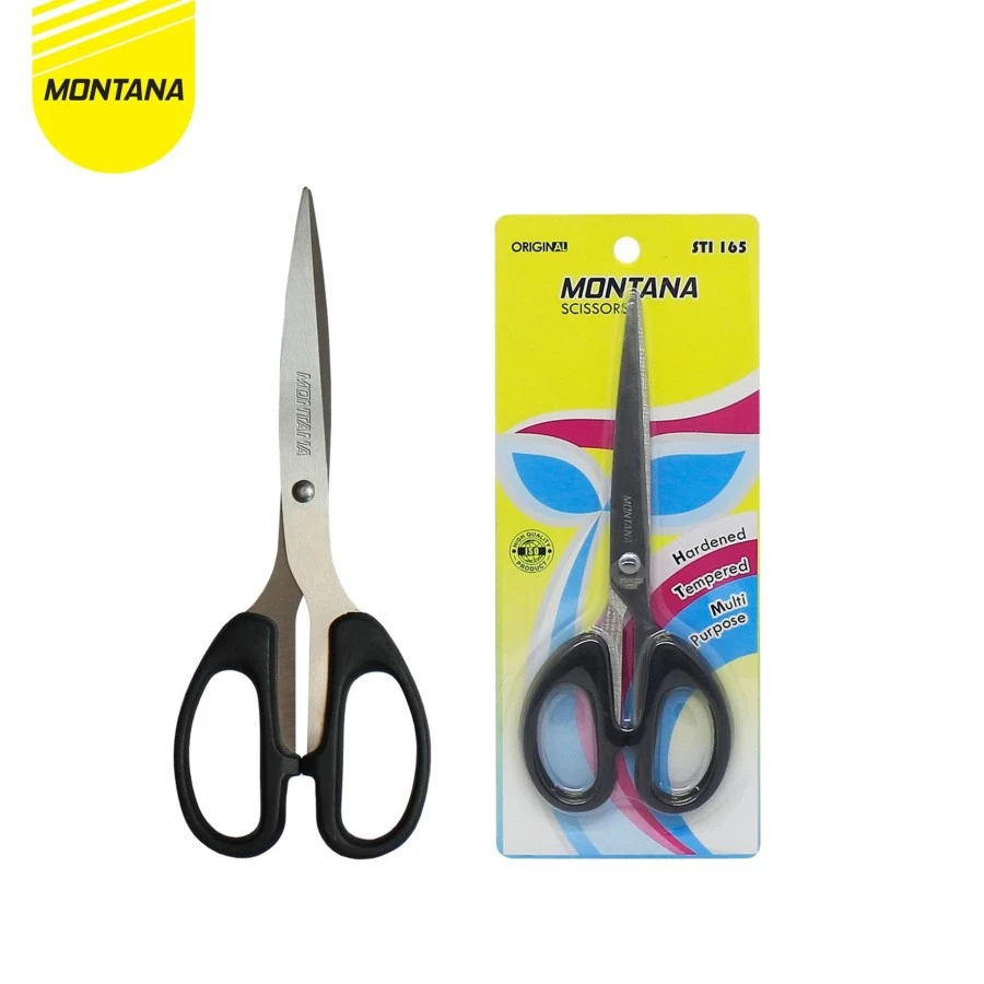Gunting Montana STI-165 Gagang Hitam Kotak | Stainless Steel 1Pcs saja