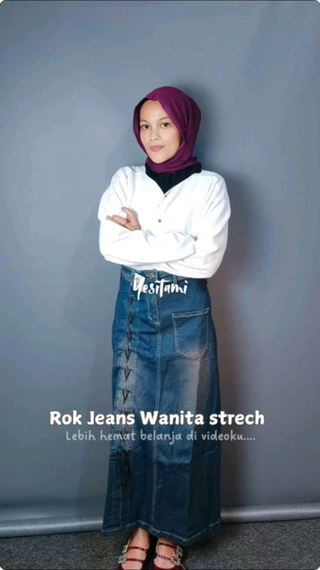 rok jeans wanita super strechy #rokjeans #rokjeanspanjang #RamadhanShopeeLook #ShopeeCOD #CODinApa #RacunShopeeCheck #PromoNonStop #GratisOngkirRP0