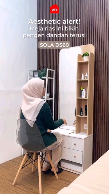 PIRA METROPOLIS -  SOLA DS Meja Rias dengan Stop Kontak #mejarias #mejaminimalis #perabotanrumahtangga #ShopeeHaul