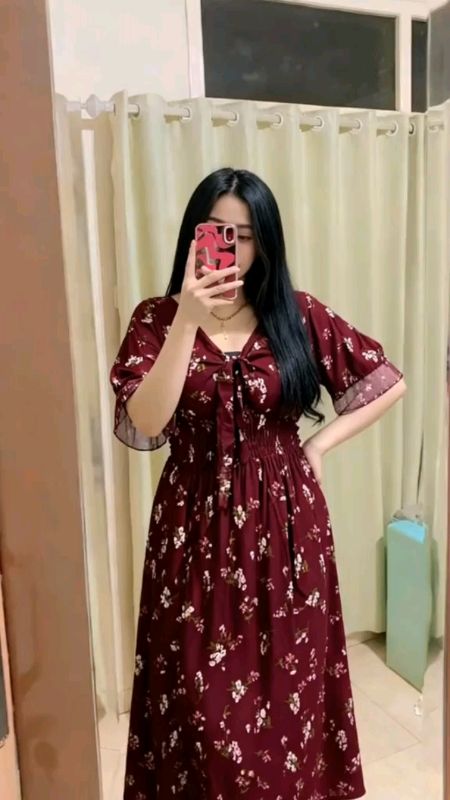DRESS PINKA MOTIF BUNGA AZALEA BALI TERLARIS #syp