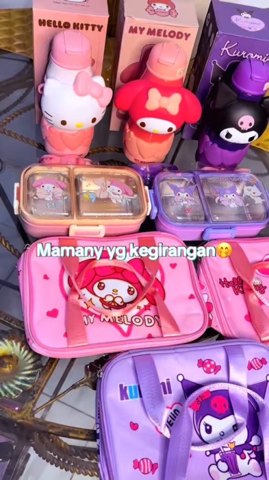 Koleksi bekal anak karakter sanrio😍 #kotakbekalsanrio #tasbekalkarakteranak #botolminumstainless #botolmunumkarakter
