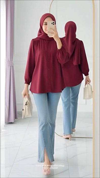 KEMEJA UNDER 50k #rekomendasiblousewanita #kemejamaroon #ootdhijab #blouse #fyp