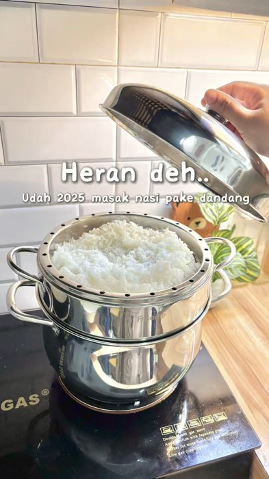 Gak nyangka deh panci kukus ini bisa buat masak nasi gini..#pancikukus #pancidandang #dandangnasi #pancistainless #pancikukus2susun #SpillBawaBerkah