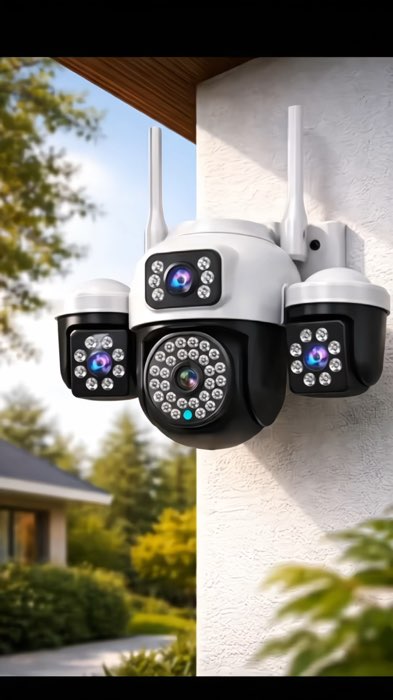 V380 pro CCTV 3 lens 360 rotation connecting cell phone remote night vision outdoor waterproof cctv#cctvkamera #cctv3lensafullcolor #cctv380pro #fyp