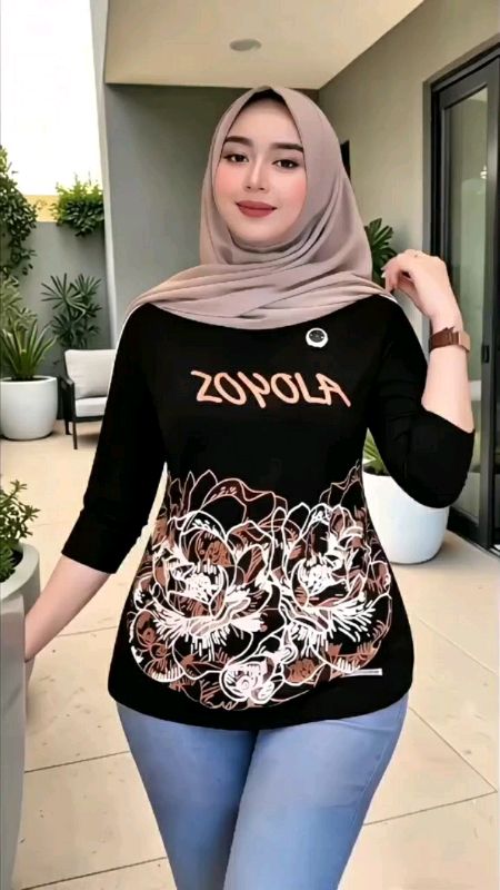 zoyola flora atasan wanita terbaru lengan 7/8 variasi Lis tangan#nyamandipake#kekinian
