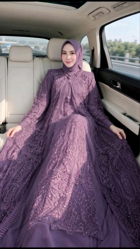 Dress Gamis Bahan Ceruty Babydoll Premium Mix Outer Brukat Gaun Pesta Mewah Dress Kondangan#fypツ
