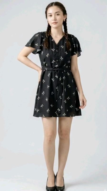 Aurae Selena Mini Home Dress – Bahan rayon viscose lembut, adem, jatuh nyaman. #HomeDressWanita #DasterViscose #BajuSantaiRumah