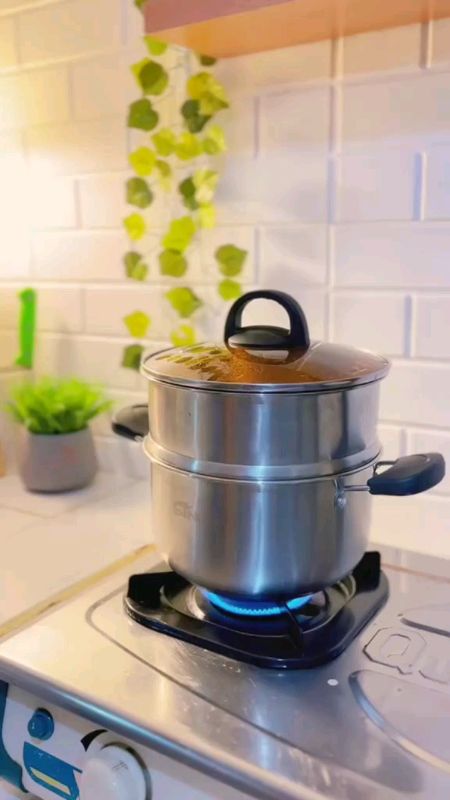 Panci Kukus Stainless Steel 2 Tingkat Tutup Kaca Kukusan Dimsum Siomay Sayur Steamer Pot Anti Karat#RacunShopee #spillracunshoppe #shopeeaffiliates