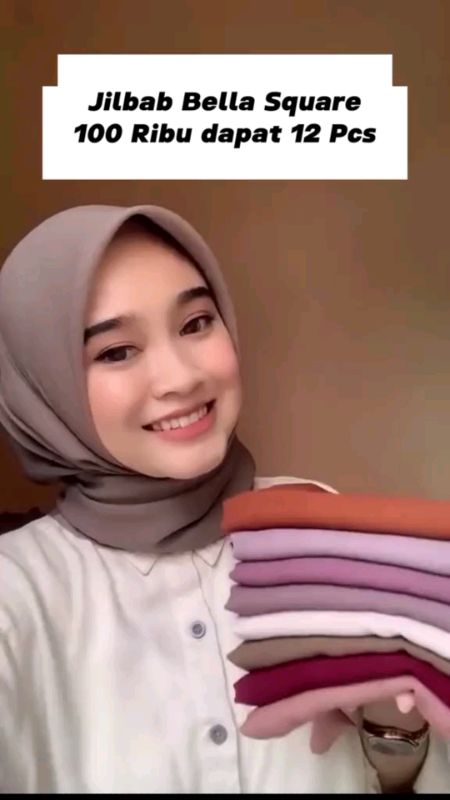 Jilbab Segiempat Bella Square Pollycotton Double Hycon Tidak Licin Adem Stock Sesuai Warna Di Produk#GratisOngkirRP0