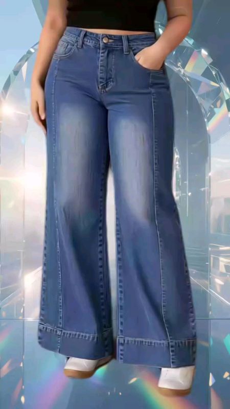 celana baggy jeans kulot tulang highwaist loo...