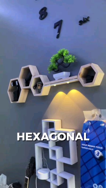 Hiasan Rak Dinding 1 set hexagonal
