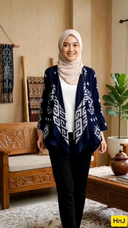 Cardigan Wanita Tenun Ikat Etnik Premium, Outer Wanita Kekinian Hijab Friendly, Cardigan Kerja Elegan Murah #cardiganwanita #cardiganetnik #ShopeeLook