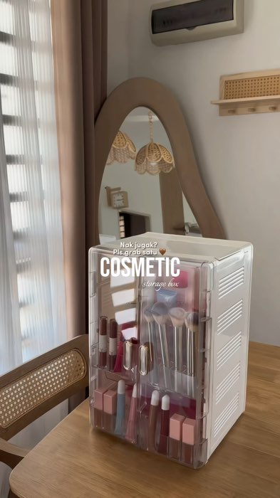 cosmetic storage box🫶🏻 #rakkosmetik #rakkosmetikmurah  #kotakkosmetik #storageboxmultifungsi #RacunShopee #ViralDiShopeeVidio #fyp #fypシ