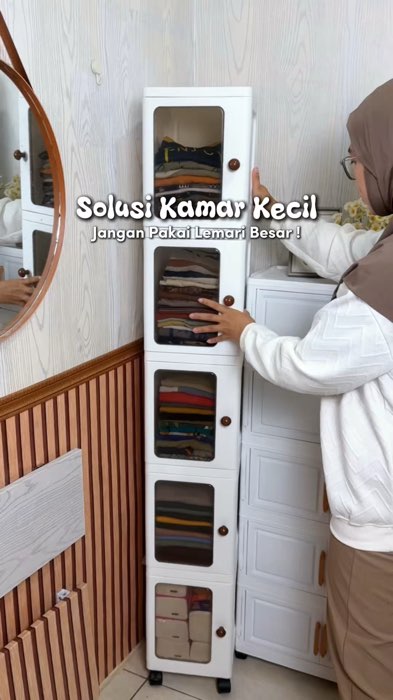 Lemarinya minimalis estetik ya💕 solusi bgt buat kamar yg ukurannya terbatas😍🤗 #lemari #lemariplastik #lemarisusun #lemaripakaian #lemariminimalis