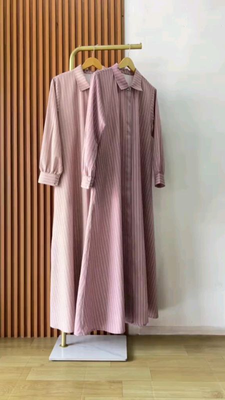 Sufi abaya Salur Stipe Katun Linen Twill
