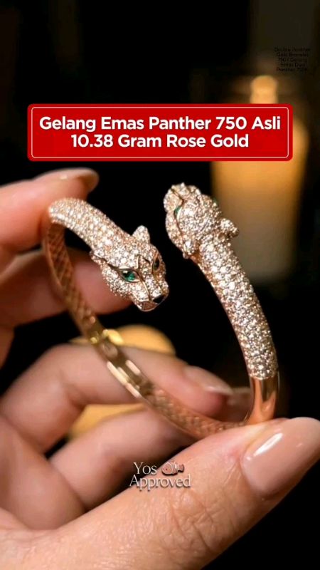 Gelang Emas Panther 750K #RacunShopee #SpillRacunShopee #ViralDiShopeeVideo #GratisOngkirRP0 #gelangemas #gelangemasasli #emasasli #emasantam #diamond