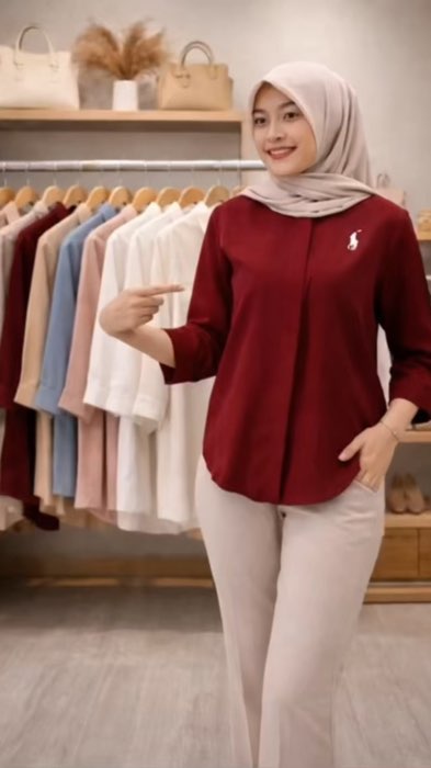 Kemeja wanita rayon twill adem & jatuh. Kancing aktif, kerah Shanghai, ada saku. Nyaman. #kemejawanita  #fashionwanita #bajumurah #shopee
