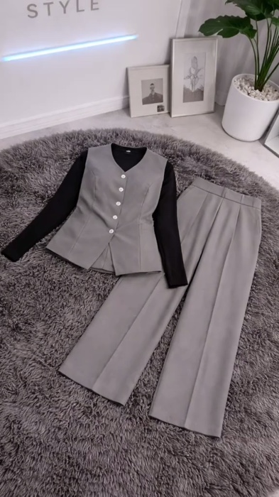 ￼Setelan Vest & Celana Wanita Celana Panjang Formal Bahan Semiwoll Premium#fyp