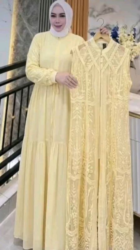 Baju Gamis Kebaya Doubel Layer Ceruty Babydoll Tille Burgundy Emerald Matte Seleena Dress mewah #gamis #gamiskekinian #gamiscantik #GakNyeselBeliIni