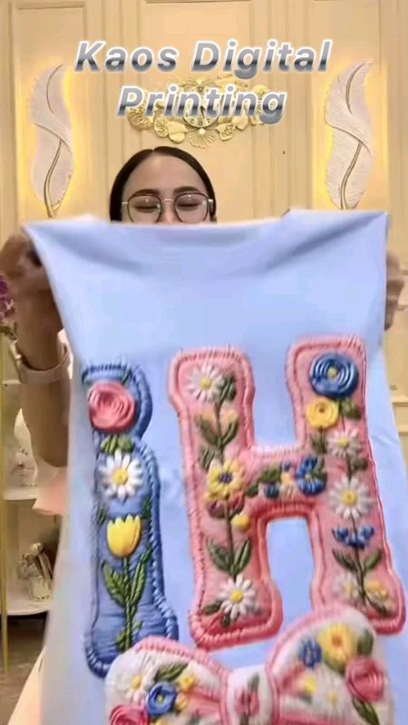 Kaos Digital Printing Bordir Tshirt Oversize Motif Bunga dan Pita Imut#kaosdigitalprinting #RacunShopee