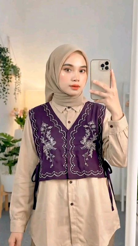 Blouse Vest Bordir Rayon Twill #blousevest #blousebordir #blouserayontwill #RacunShopeeOutfit #OOTDFashionShopee
