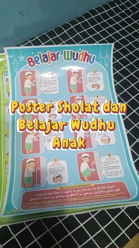Poster Tata Cara sholat dan belajar wudhu anak dari Yufikids