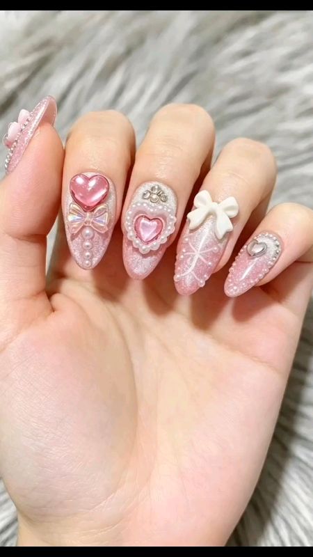 Kuku palsu Cute Pink  #kukupalsu #kutek #nailart #cute #OOTDFashionShopee #nailpolish