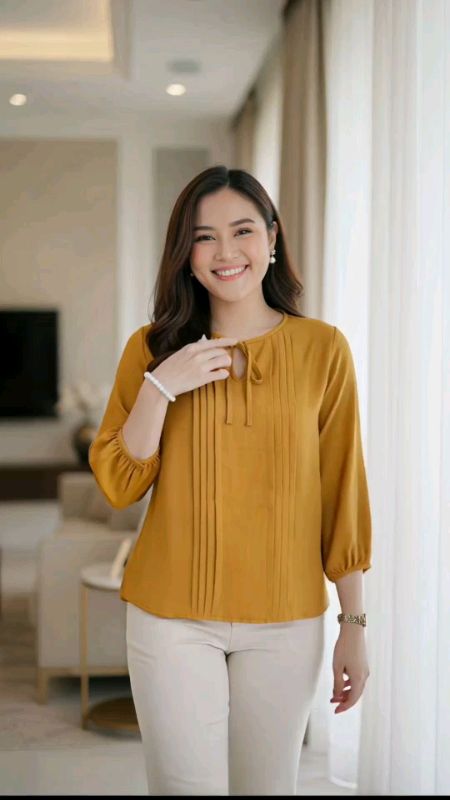 ATASAN BLOUSE WANITA KOREA CANTIK IMUT KERAH BULAT TALI LIPAT #atasanwanita #blouse #blousewanita