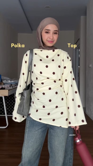 Blouse polka cantik #blousewanita #blousecantik #blousekekinian #atasanwanita #atasancantik #polkadotoutfit