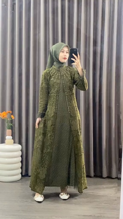 Kinarya dress II Army #ShopeeFashionHaul #Diskon60Persen #gaunpesta #dresskondangan #dresslamaran #bajukondangan