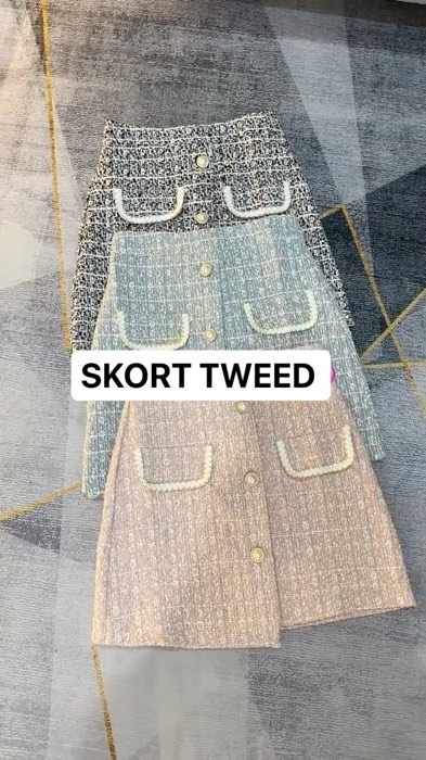 Rok celana tweed sebagus ini?🥹 wajib punya sih! #fyp #fashion #ootd #roktweed #skorttweed