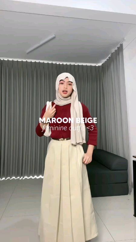 feminine outfit with maroon❤ #ShopeeLook #OOTDFashionShopee #ShopeeFashionHaul #FashiondiShopee #ShopeeCOD