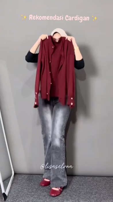 Cardigan Cantik Cocok Untuk Segala Outfit | Mudah Mix & Match 💅🏼 #cardiganbutton #knitwear #premiumquality #burgundycardigan