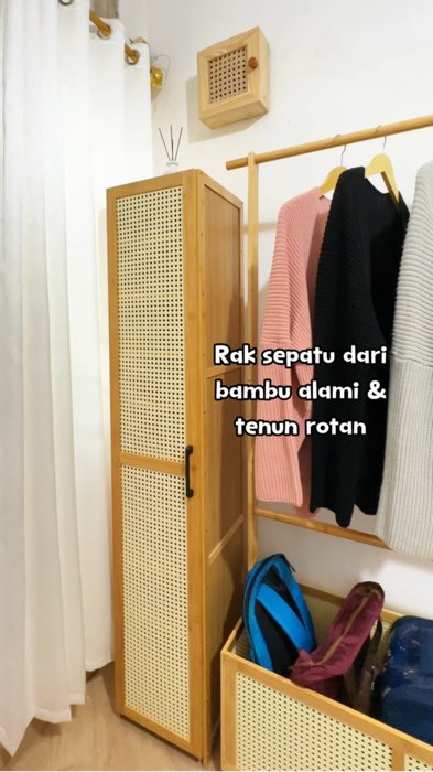 Rak sepatu dari bambu & tenun rotan, bagus ❤️ #raksepatu #raksepatubambu #lemarisepatu #raksepatuminimalis #SpillRacunShopee #RacunShopee #goldentick